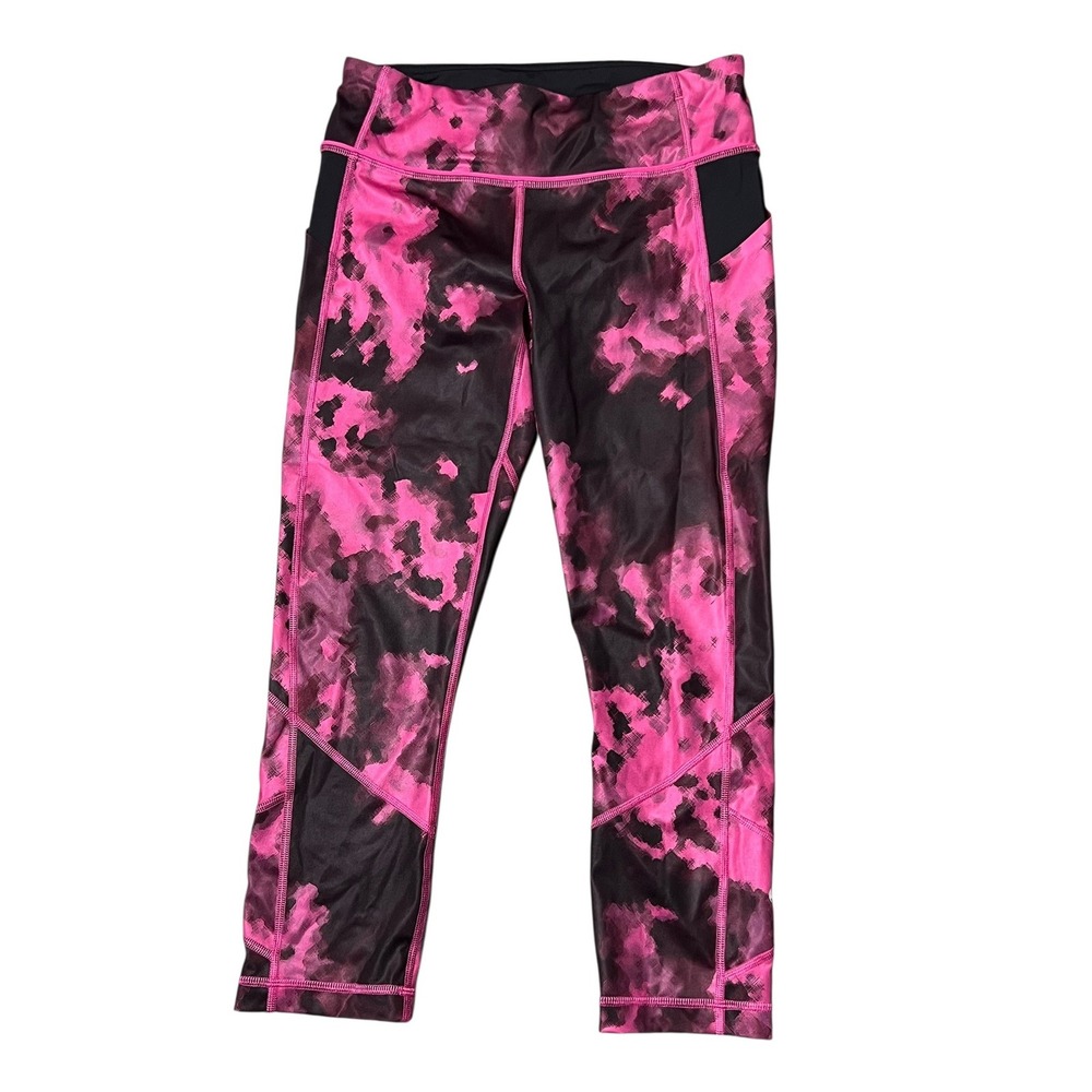 Lululemon Pace Rival Crop Luxtreme Leggings Pockets‎ Size 6 Raspberry Black Yoga